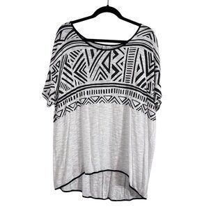 Cato Top Women 22 White Western Aztec Summer Sporty Neutral Retro Office 80s